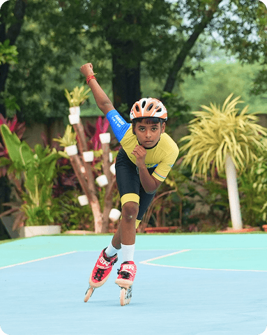 Girl skating with helmet